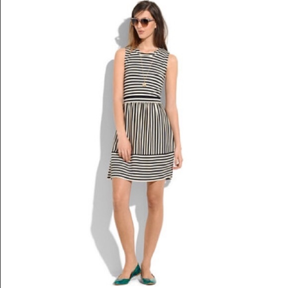 Madewell Black and White Hi-Line Striped Dress